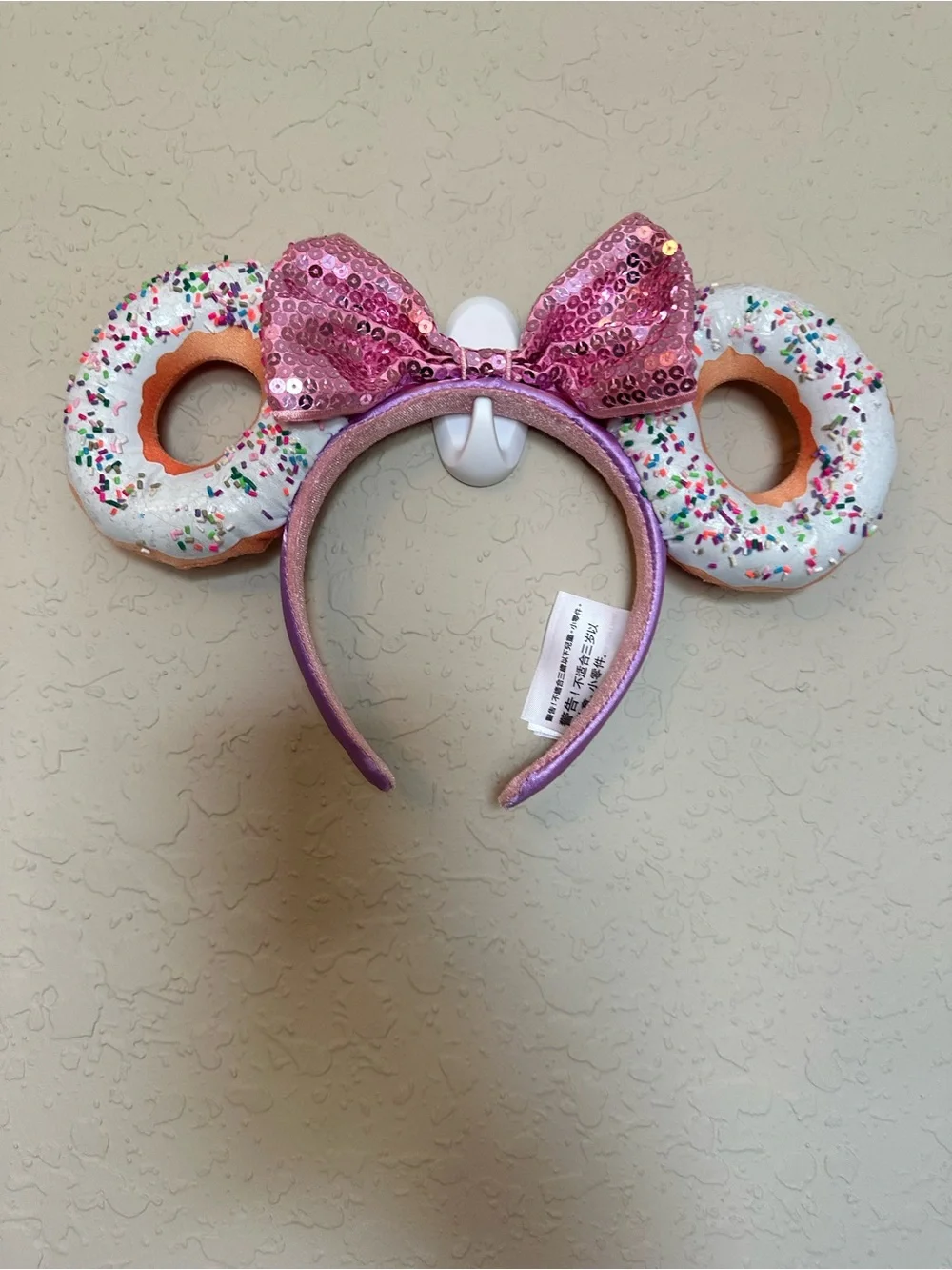 Disney Ears Pink Sequin Bow Donut Ear Headband